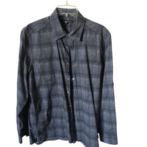 Kenneth Cole New York Gray & Black Casual Button Down Shirt